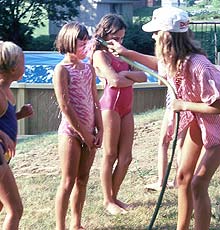 Lisa "showering" Amy